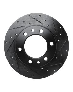 R1 81-85 Toyota 4Runner Front Right Drilled & Slotted Black Brake Rotor - 633-76095R