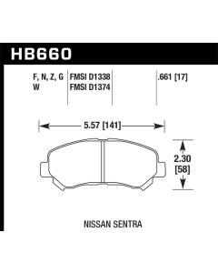 Hawk 09-14/16-18 Nissan Maxima HPS 5.0 Front Brake Pads - HB660B.661