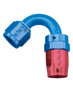 Russell Performance -8 AN Red/Blue 120 Degree Full Flow Swivel Hose End (With 3/4in Radius) - 613410