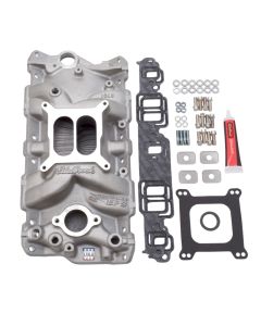 Edelbrock Manifold w/ Installation Kit Performer Eps SBC 1957-1986 Natural Finish - 2040