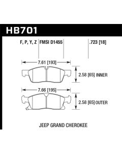 Hawk 11-14 Jeep Grand Cherokee (w/ 330mm/350mm Front Rotors) Super Duty Front Brake Pads - HB701P.723