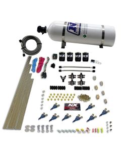 Nitrous Express 8 Cyl Piranha Direct Port 4 Solenoids Nitrous Kit (200-500HP EFI Jets) w/15lb Bottle - 80001EFI-15