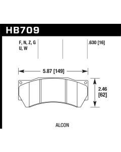 Hawk HPS 5.0 Brake Pads Ferro-Carbon Black Powder Coat 16mm Pad Thickness - HB709B.630
