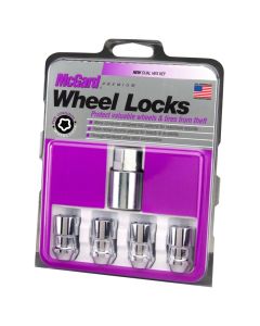 McGard Wheel Lock Nut Set - 4pk. (Cone Seat) 1/2-20 / 3/4 & 13/16 Dual Hex / 1.46in. Length - Chrome - 24130