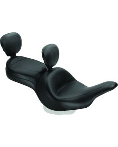 Mustang 11-19 Kawasaki Vulcan 1700, Vaquero Std Touring 1PC Seat w/Driver and Pass Backrest - Black - 79688