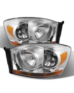 xTune Dodge Ram 06-08 w/ Chrome Bezel & Amber Bar Headlights Chrome HD-JH-DRAM06-AM-C - 9026089