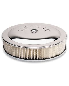 Moroso Racing Air Cleaner - 14in x 3in Filter - Flat Bottom - Aluminum - Chrome Plated - 65911