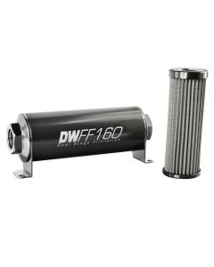 DeatschWerks Stainless Steel 10AN 100 Micron Universal Inline Fuel Filter Housing Kit (160mm) - 8-03-160-100K