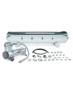 Air Lift 4 Gal. 7-Port Tank w/ Viair 444c Chrome Compressor (Incl. Fittings & Mounting Hardware) - 27803