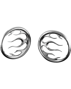 Chrome Flame Speaker Grills - Kuryakyn 3788