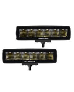 Go Rhino Xplor Blackout Series Sixline LED Flood Light Kit (Surface/Threaded Stud Mnt) - Blk (Pair) - 750300621FBS