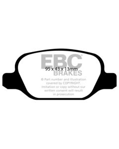 EBC 10-11 Fiat 500 1.4 (Bosch Calipers) Greenstuff Rear Brake Pads - DP21338