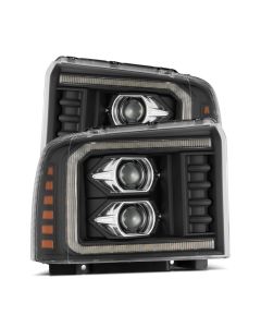AlphaRex 05-07 Ford F250/350/450/550 Super Duty PRO-Series Proj. Headlights Blk w/Seq Sig. + SWB DRL - 880315