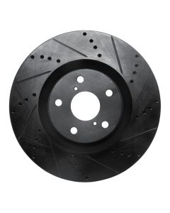 R1 09-11 Lexus GS350 Right Front Drilled & Slotted Black Brake Rotor - 633-75028D