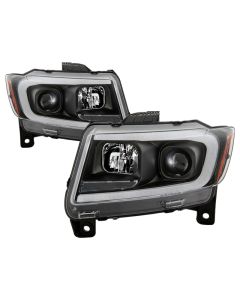Spyder 11-13 Jeep Grand Cherokee - Light Bar Proj Headlights - Halo Model - Blk - PRO-YD-JGC11-LB-BK - 5085795