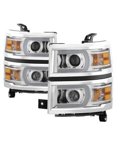 xTune Chevy Silverado 1500 14-15 Projector Headlights Light Bar DRL Chrome PRO-JH-CS14-LBDRL-C - 9034985