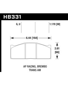 Hawk DTC-80 AP Racing/Brembo 30mm Race Brake Pads - HB331Q1.17