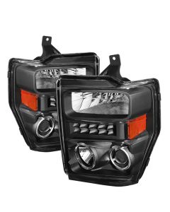 xTune Ford F250/350/450 Super Duty 08-10 Projector Headlights LED Halo Black PRO-JH-FS08-LED-BK - 5076267