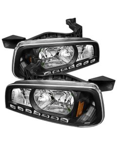 xTune Dodge Charger 06-10 1Pc LED Crystal Headlights Black HD-ON-DCH05-1PC-LED-BK - 5017635