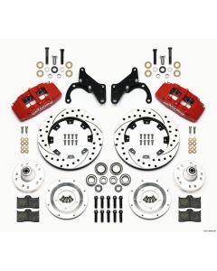 Wilwood Dynapro 6 Front Hub Kit 12.19in Drilled Red 69-70 Impala Drum/Disc 69-82 Vette - 140-12946-DR