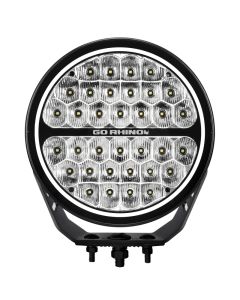 Go Rhino Xplor Blackout Series Round LED Sgl Driving Kit w/DRL (Surface/Thread Stud Mnt) 9in. - Blk - 751700911DRS