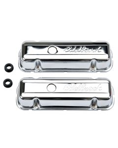 Edelbrock Valve Cover Signature Series Buick 1977 and Later 3 8L and 4 1L V6 Chrome - 4486
