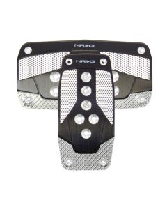 NRG Black with Silver Carbon Automatic Aluminum Sport Pedal Universal- NRG-PDL-450BK