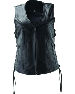 Women's Black Leather Vest - Small | Kuryakyn Sapphire