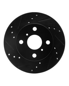 R1 99-05 Toyota Echo Front Left Drilled & Slotted Black Brake Rotor - 633-76070L