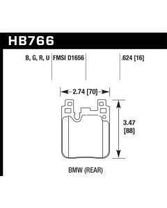 Hawk 2014 BMW 228i 2.0L Base Blue Painted Caliper Rear ER-1 Brake Pads - HB766D.624
