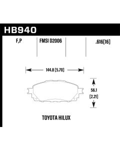 Hawk 16-17 Toyota Hilux Street HPS Front Brake Pads - HB940F.616