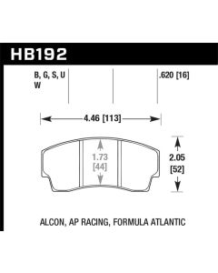 Hawk AP Racing CP4567 / CP5040-10/11/12/13S4 / CP5100 / CP5108 / CP6760 DTC-60 Race Brake Pads - HB192G.620