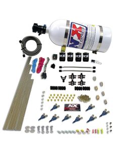 Nitrous Express 8 Cyl Piranha Direct Port 4 Solenoids Nitrous Kit (200-500HP EFI Jets) w/10lb Bottle - 80001EFI-10