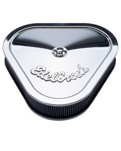 Edelbrock Air Cleaner Pro-Flo Series Triangular Steel Top 14 125In X 13 375In X 3 5In Chrome - 1222
