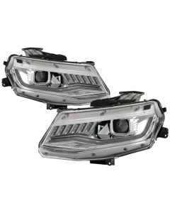 Spyder Chevy Camaro 16-18 Halogen Model Projector Headlights Chrome PRO-YD-CCAM16HALSI-SEQ-C - 5087348