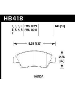 Hawk 13-14 Acura ILX 1.5L Hybrid Incl.Shims Pad Springs Front ER-1 Brake Pads - HB418D.646