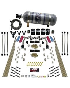 Nitrous Express 8 Cyl Dry Direct Port Dual Stage 4 Solenoids Nitrous Kit (200-600HP) w/Comp Bottle - 93106-12