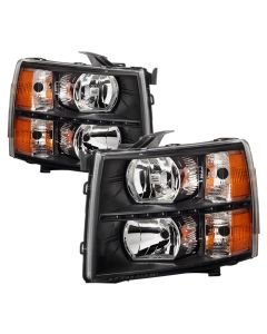 xTune Chevy Silverado 07-13 Crystal Headlights w/ LED Black HD-JH-CS07-LED-BK - 9032967