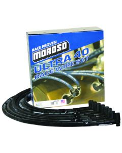 Moroso Chevrolet Small Block (w/Jesel) Ignition Wire Set - Ultra 40 - Sleeved - 90 Degree - Black - 73842