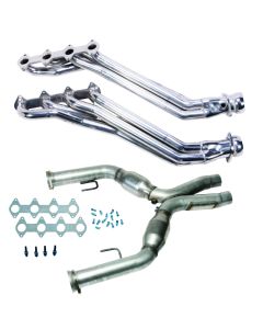 BBK 05-10 Ford Mustang GT 1 5/8 Long Tube Headers w/High Flow Catted X-Pipe (Silver Ceramic) - 16413