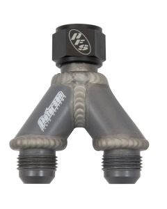 Peterson Fluid Systems Y-Manifold -10AN B-Nut To -8/-8 - 10-1703