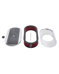 Edelbrock Air Cleaner Elite II Oval Single 4-Bbl Carb 2 5In Red Element Polished - 4273