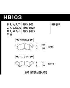 Hawk 96-81 Chevy Camaro DTC-60 Race Front Brake Pads - HB103G.590
