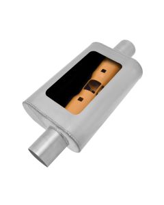 Gibson MWA Superflow Offset/Center Oval Muffler - 4x9x14in/3in Inlet/3in Outlet - Stainless - BM0102