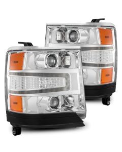 AlphaRex 16-18 Chevy 1500HD LUXX LED Proj Headlights Chrome w/Seq Actv Lgt / Seq Sig (Req PN 810023) - 880235