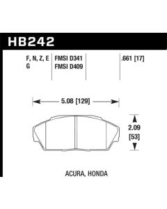 Hawk 92-93 Honda Civic EX 1.6L / Acura Integra GS/LS/RS 1.8L HPS 5.0 Street Brake Pads - Front - HB242B.661