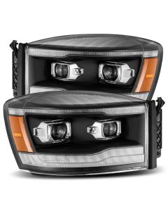 AlphaRex 06-08 Dodge Ram 1500HD PRO-Series Projector Headlights Plank Style Black w/Seq Signal/DRL - 880532