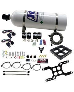 Nitrous Express Dry Quad Stage Billet Crossbar Plate System 100-2000hp (4500 Flange) w/15lb Bottle - 66447-15