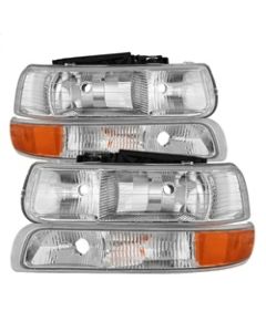 xTune Chevy Silverado 1500 99-02 OEM Style Headlights w/ Bumper Lights - Chrome HD-JH-CSIL99-OE-SET - 9035111