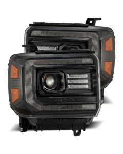 AlphaRex 14-18 GMC Sierra PRO-Series Proj Headlights Plank Alpha Blk w/Activ Light/Seq Signal/DRL - 880612